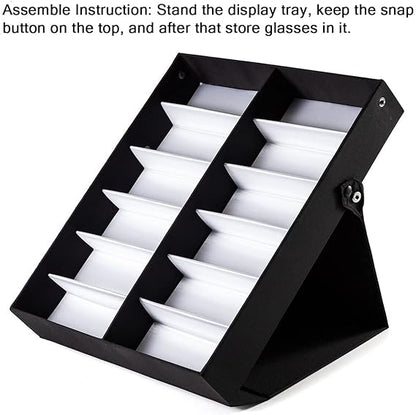 12-Slot Foldable Sunglasses Storage &amp; Display Case – Large Capacity Eyewear Organizer Box